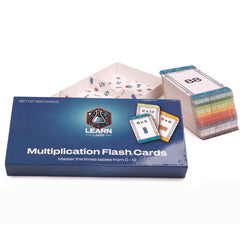 Learn Labs multiplication flash cards back view showing answers