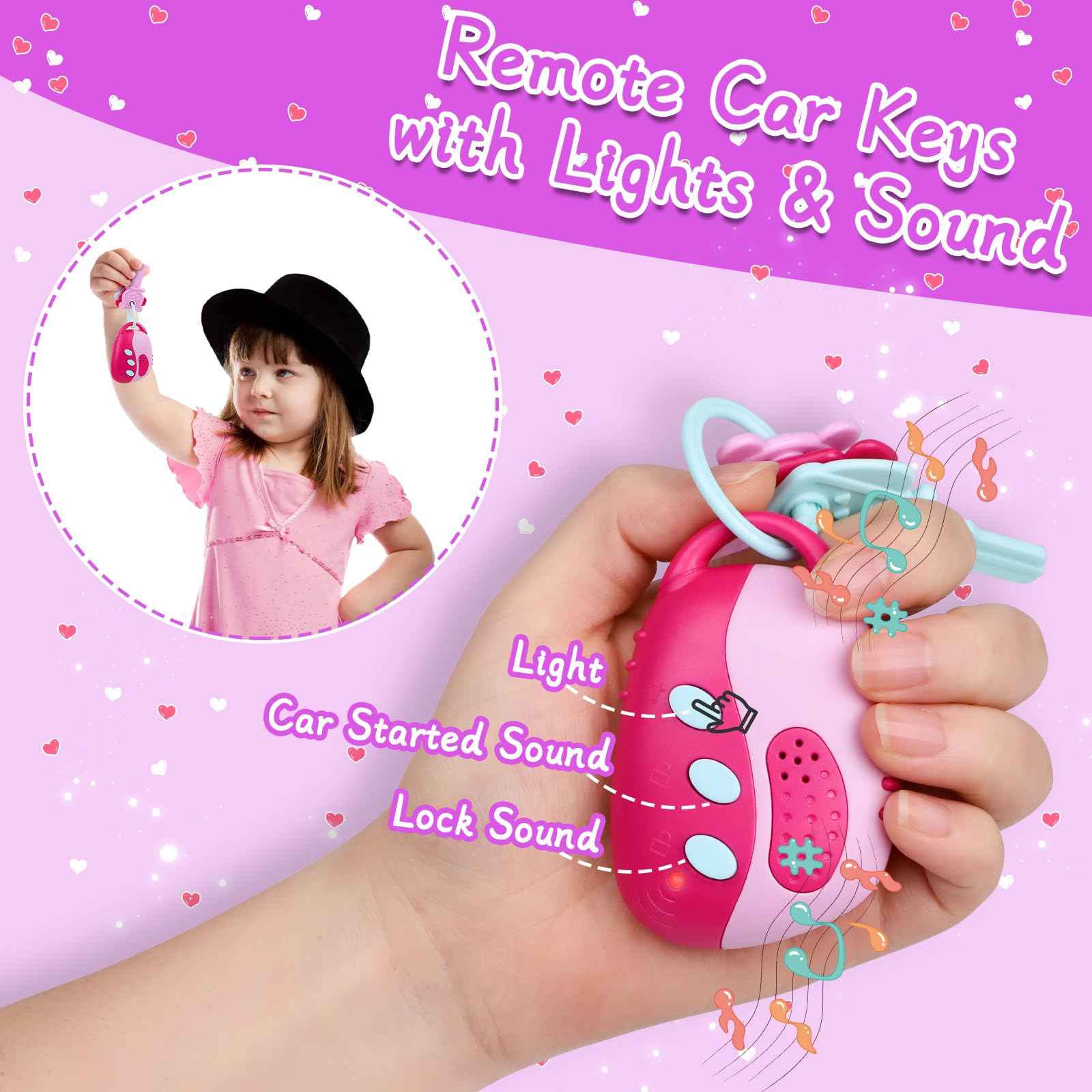 Learn2M purple play purse car keys with real-life sounds.