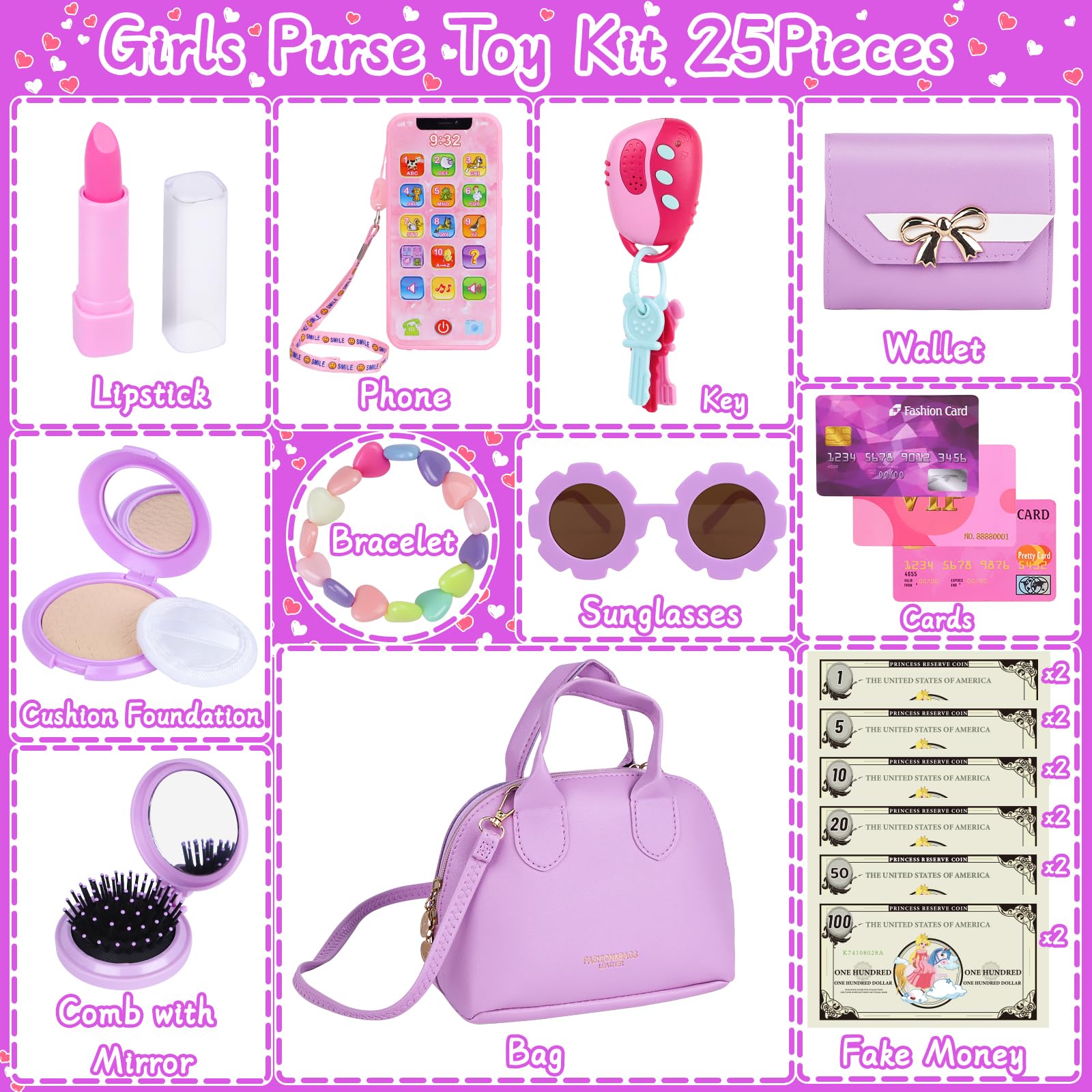 Learn2M purple play purse lipstick for mess-free pretend makeup.