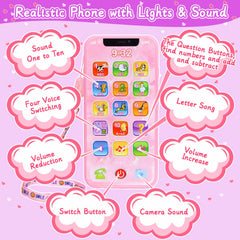 Learn2M purple play purse toy phone with interactive buttons.