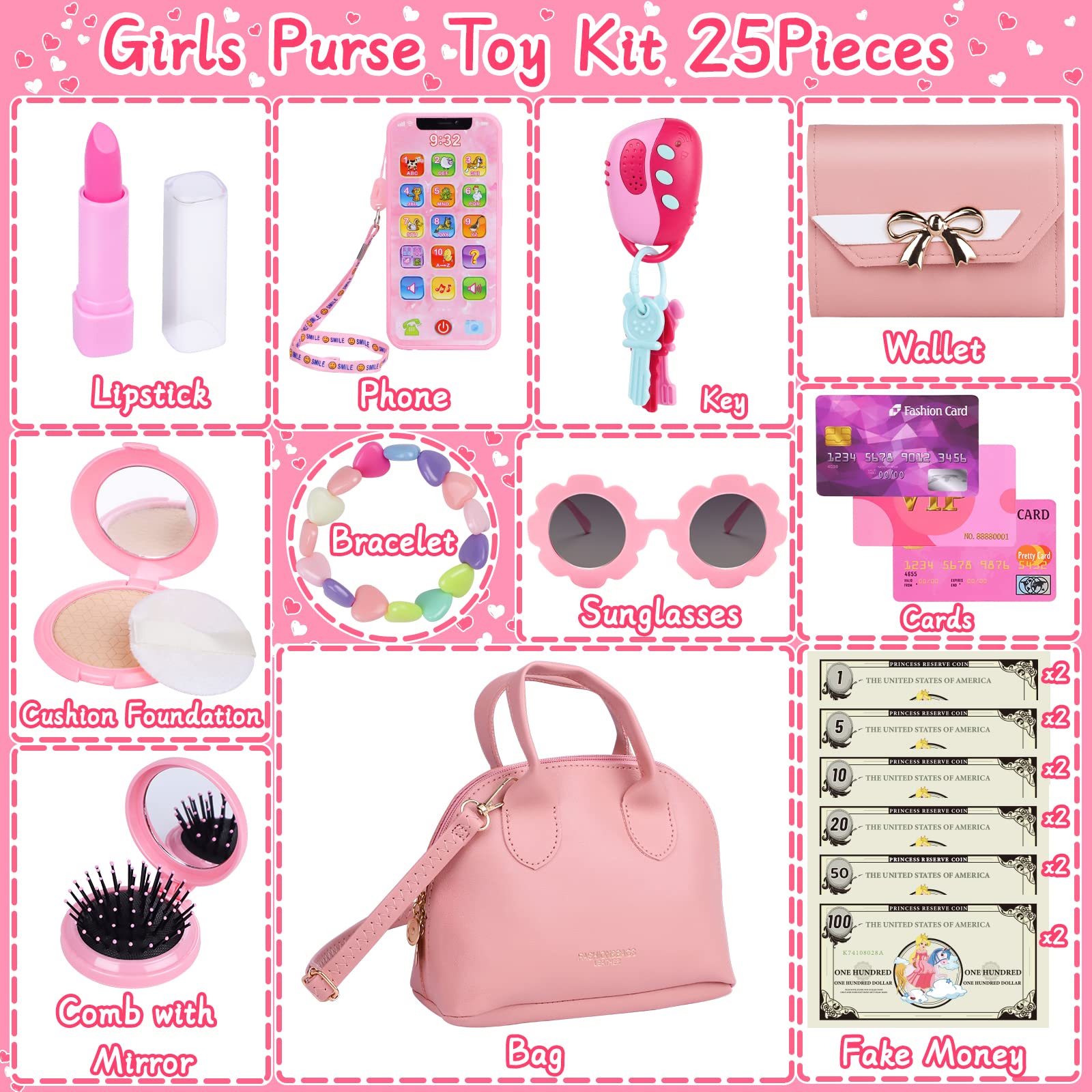 Learn2M complete toy purse set supports imaginative carrying