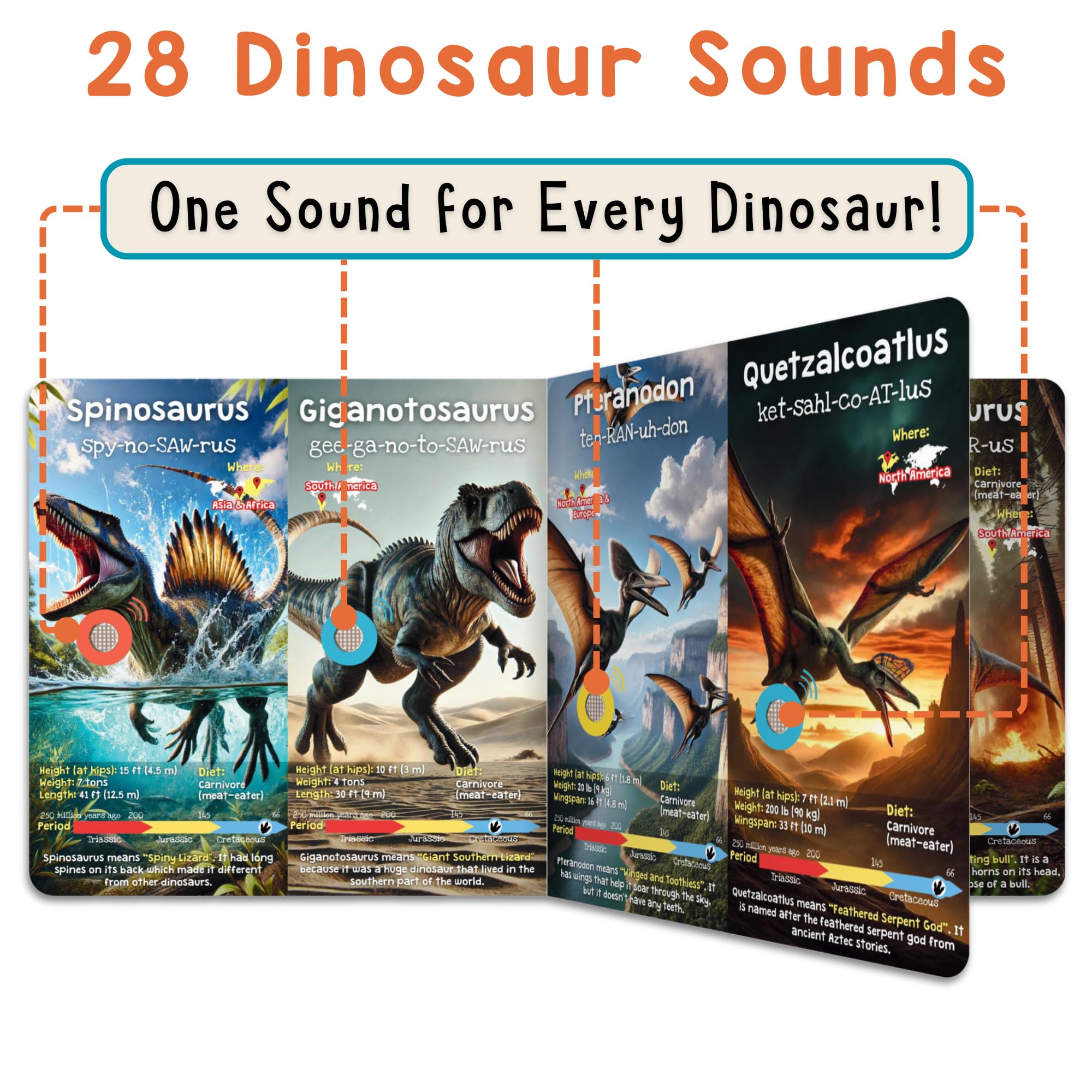 Learning Bugs Dinosaur Sound Book buttons closeup invites interactive sound play for learning.