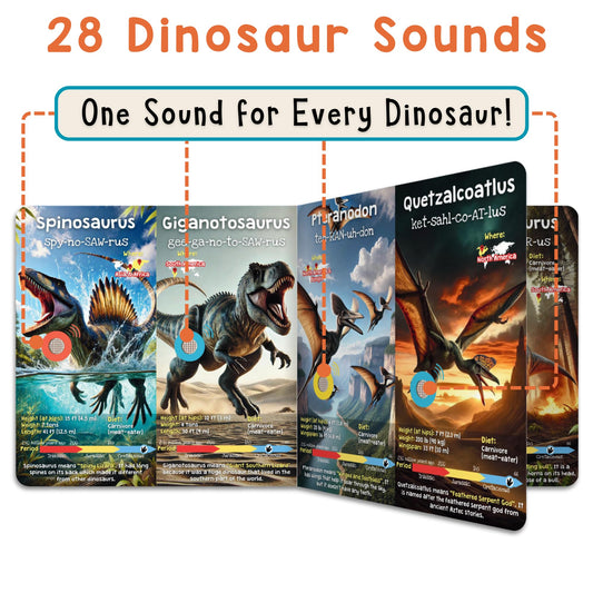 Learning Bugs Dinosaur Sound Book buttons closeup invites interactive sound play for learning.