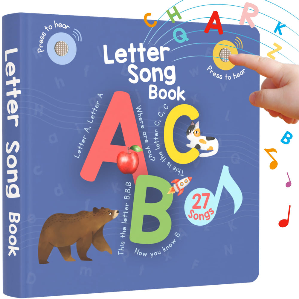 Learning Bugs interactive letter song book cover showing a friendly learning resource for toddlers.