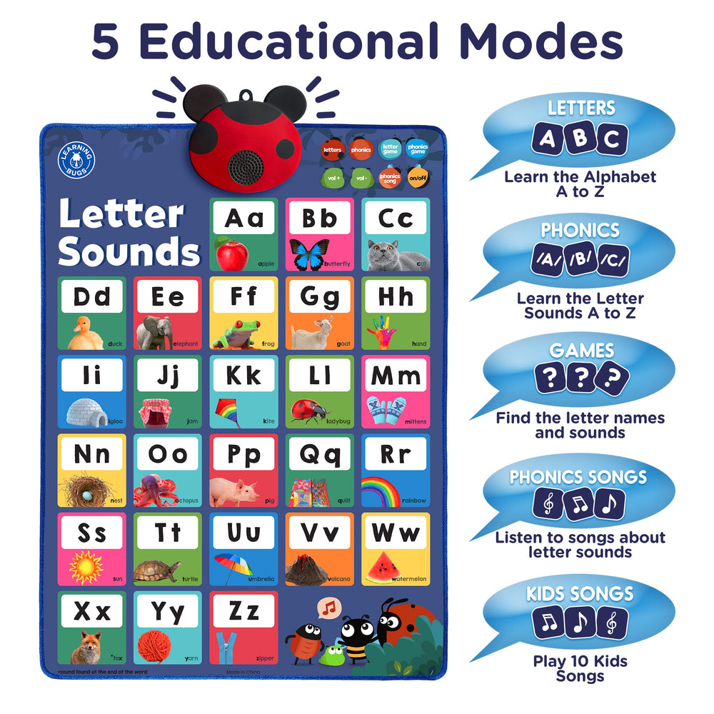 LEARNING BUGS Letters mode provides immediate audio feedback for letter recognition