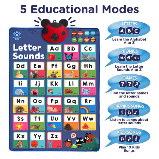LEARNING BUGS Letters mode provides immediate audio feedback for letter recognition