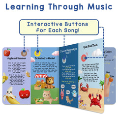 Learning Bugs lyric pages open, inviting children to sing along and connect words with melodies