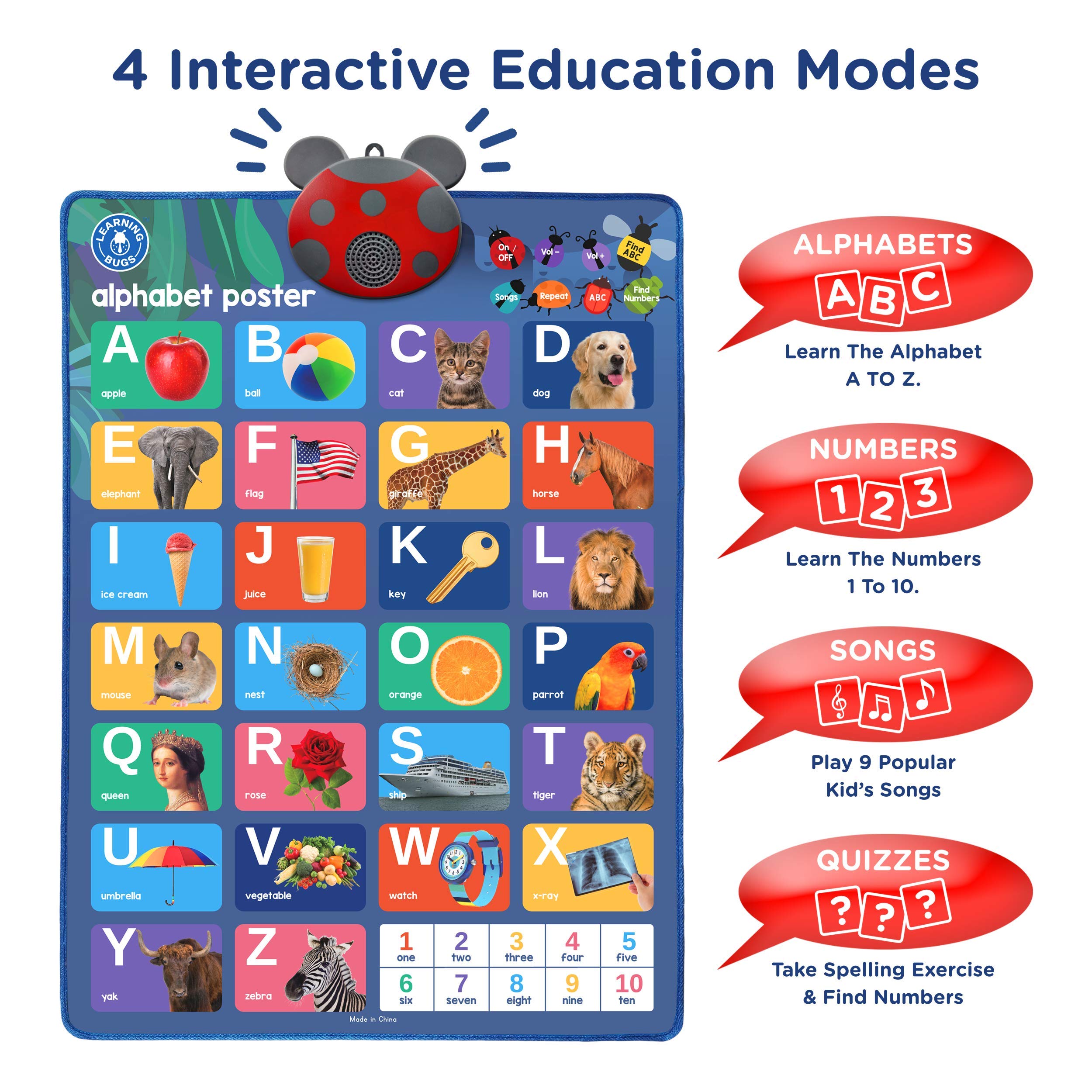 Learning Bugs quiz mode engaging children with spelling prompts and feedback.