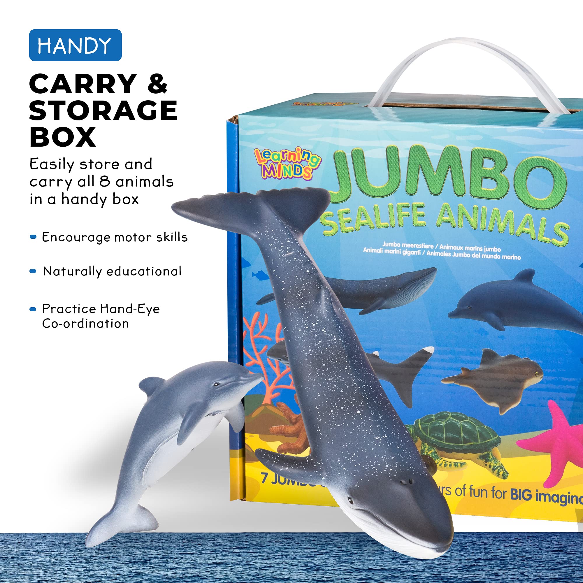 Learning Minds jumbo sea animals dolphin figure for storytelling and hand‑eye coordination.