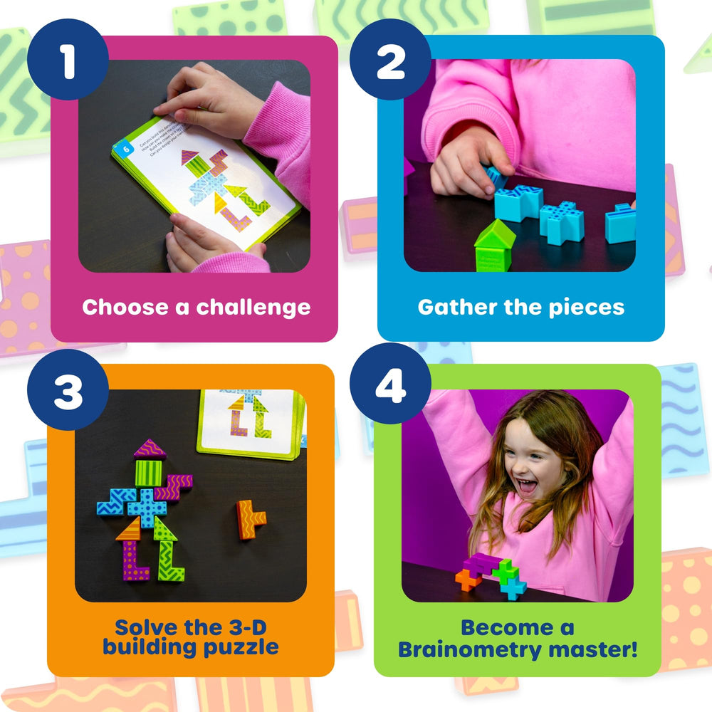 Learning Resources challenge card close-up illustrating progressive puzzles