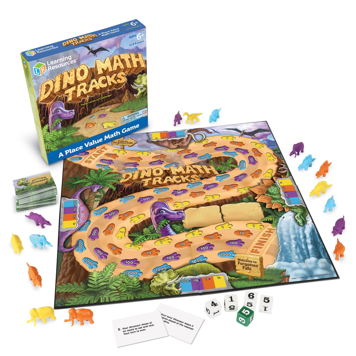 Learning Resources Dino Math Tracks board – place-value paths for hands-on learning.