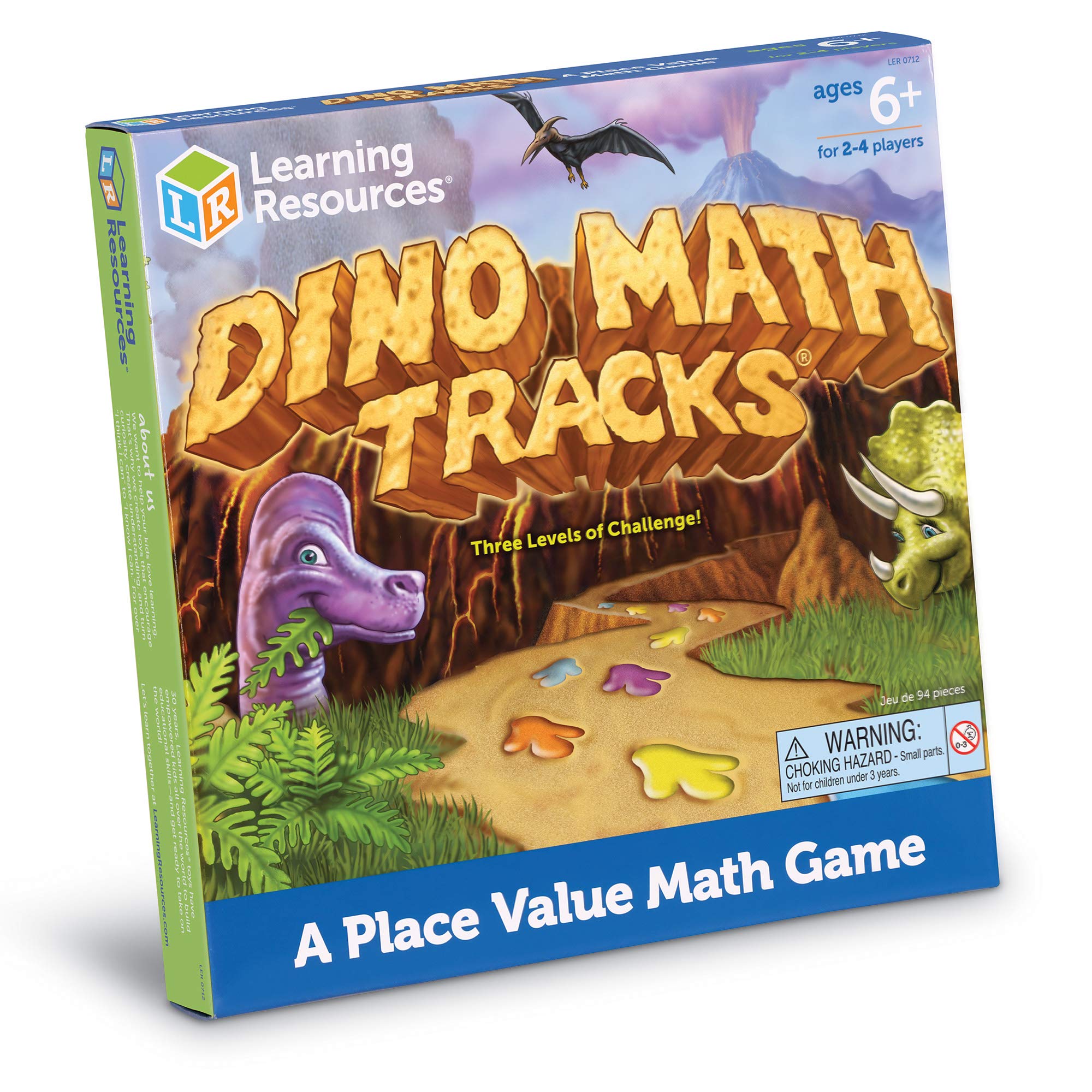 Learning Resources Dino Math Tracks packaging – kid-friendly box for gifting.