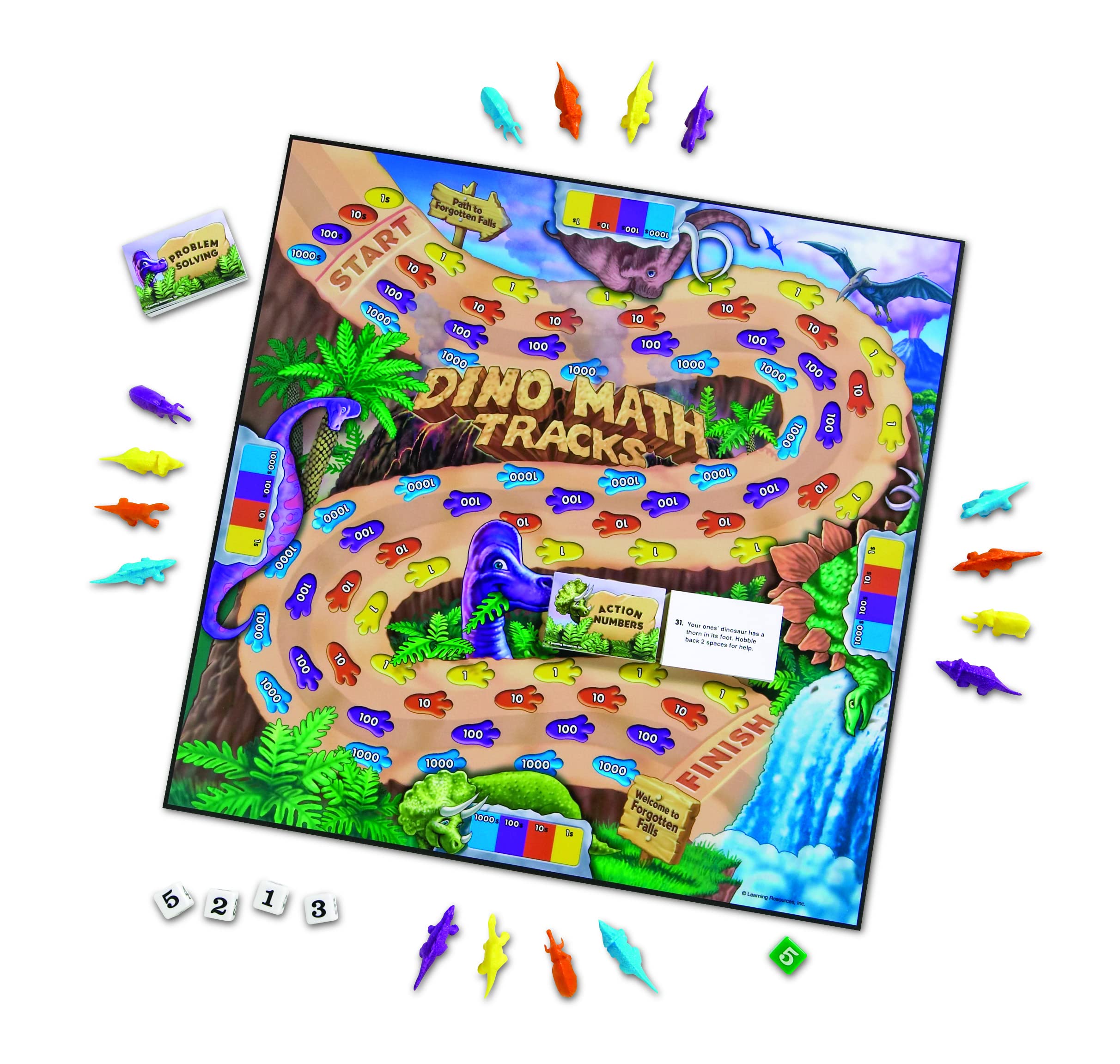 Learning Resources Dino Math Tracks dinosaurs – tactile pieces for counting practice.