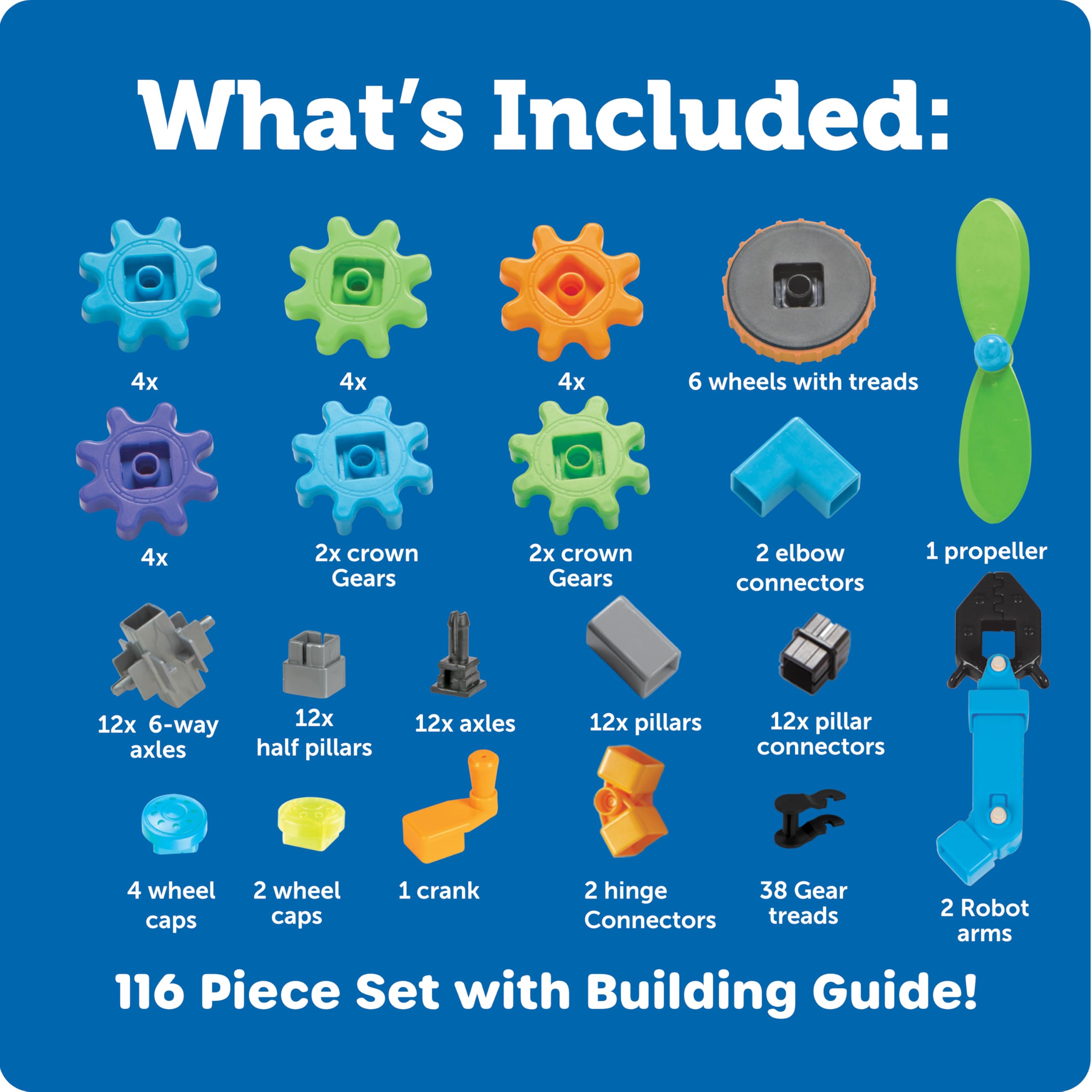 Learning Resources Gears! Gears! Gears! Robots in Motion open-ended play encourages problem-solving.