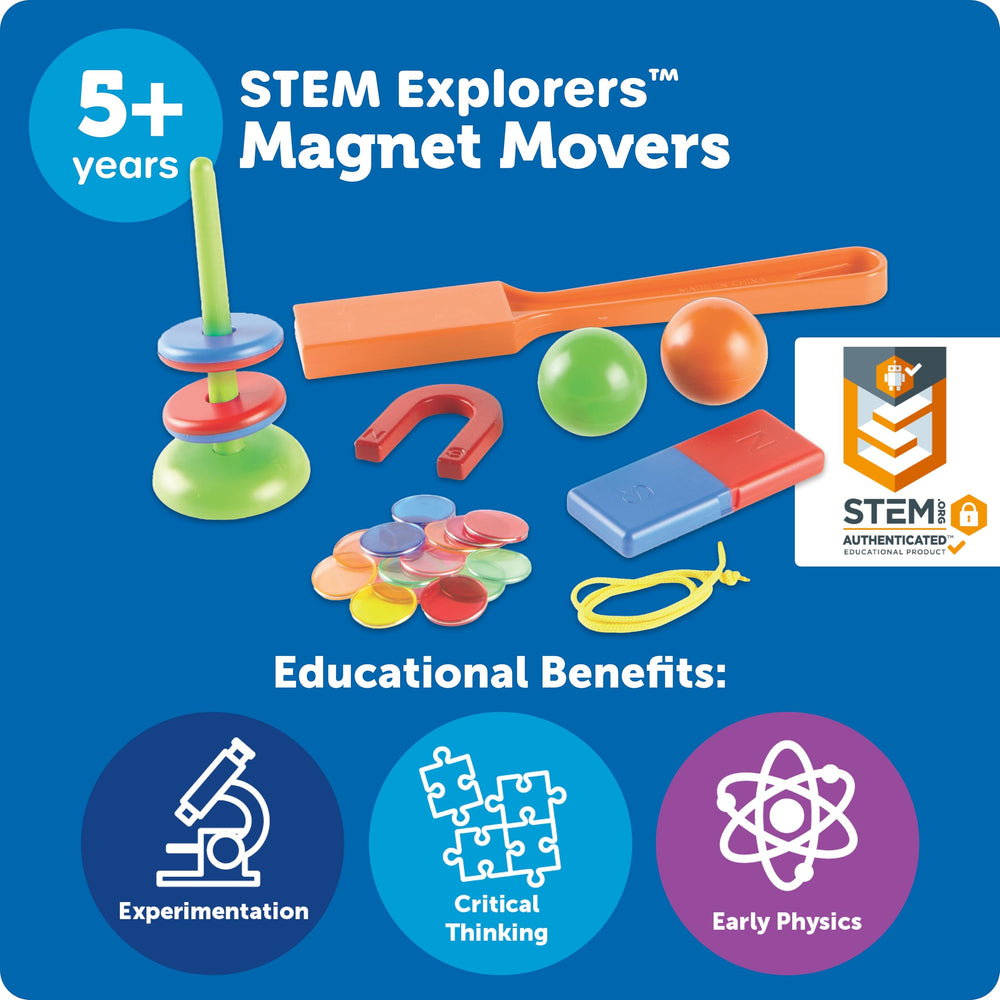 Learning Resources child using magnetic wand to discover attraction and cause-and-effect
