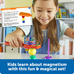 Learning Resources close-up of wand and horseshoe magnet demonstrating strong attraction