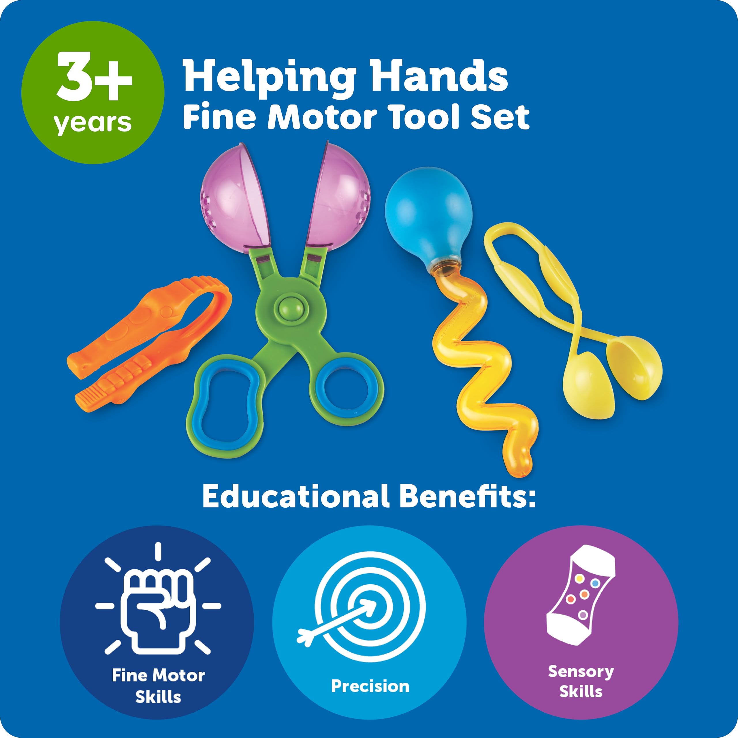 Learning Resources tools next to child hand for scale and size suitability