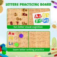 LearnToy board in use by child tracing letters and shapes