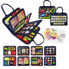 LearnToy Montessori Busy Board zipper page for on-the-go fine motor practice
