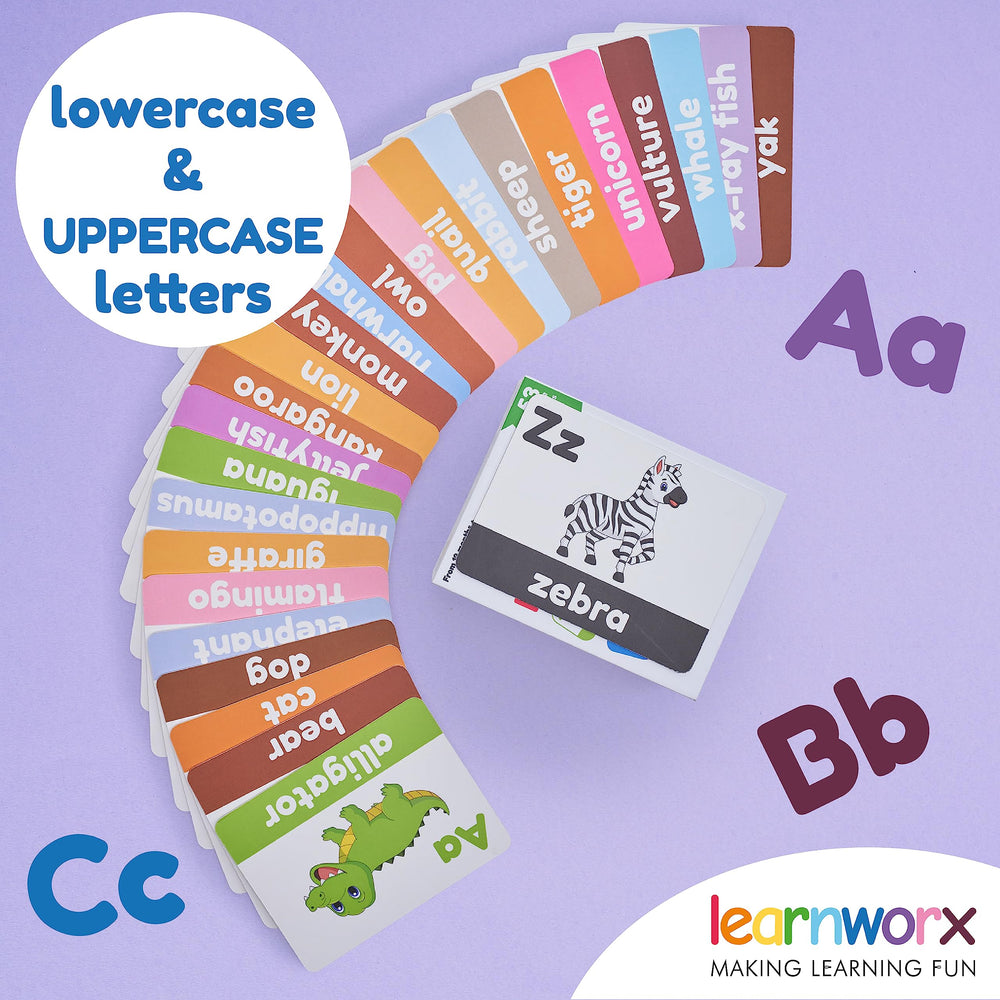 Learnworx animal flashcards A-Z with playful illustrations to spark curiosity