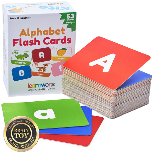 Learnworx alphabet flash cards letters A-Z aid early letter recognition with colorful visuals