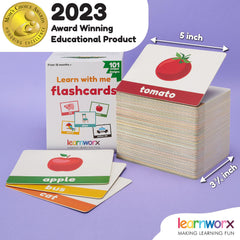 LearnWorx food flash cards help toddlers recognize common items and meals.