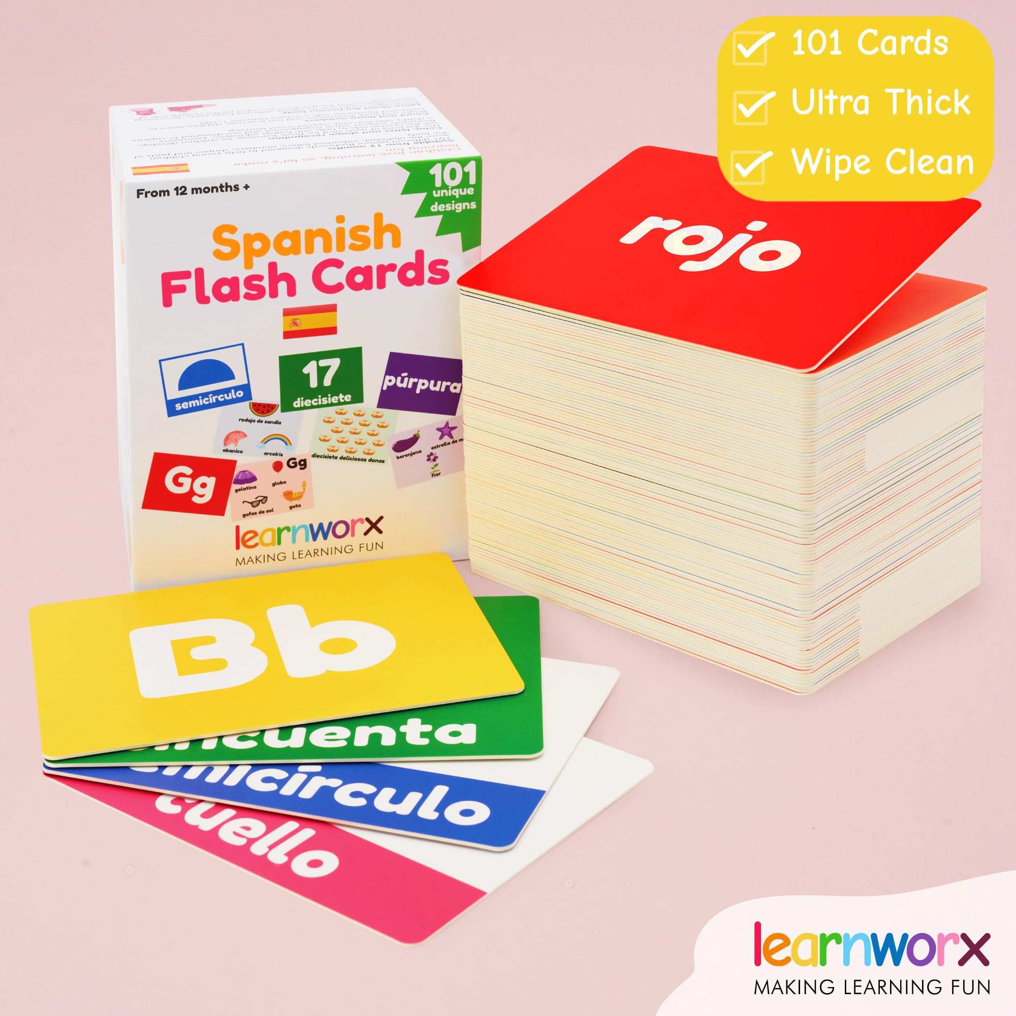 Learnworx Spanish flash cards large-format visuals for easy viewing
