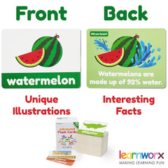 Learnworx vehicles and foods card—varied topics for broader vocabulary.