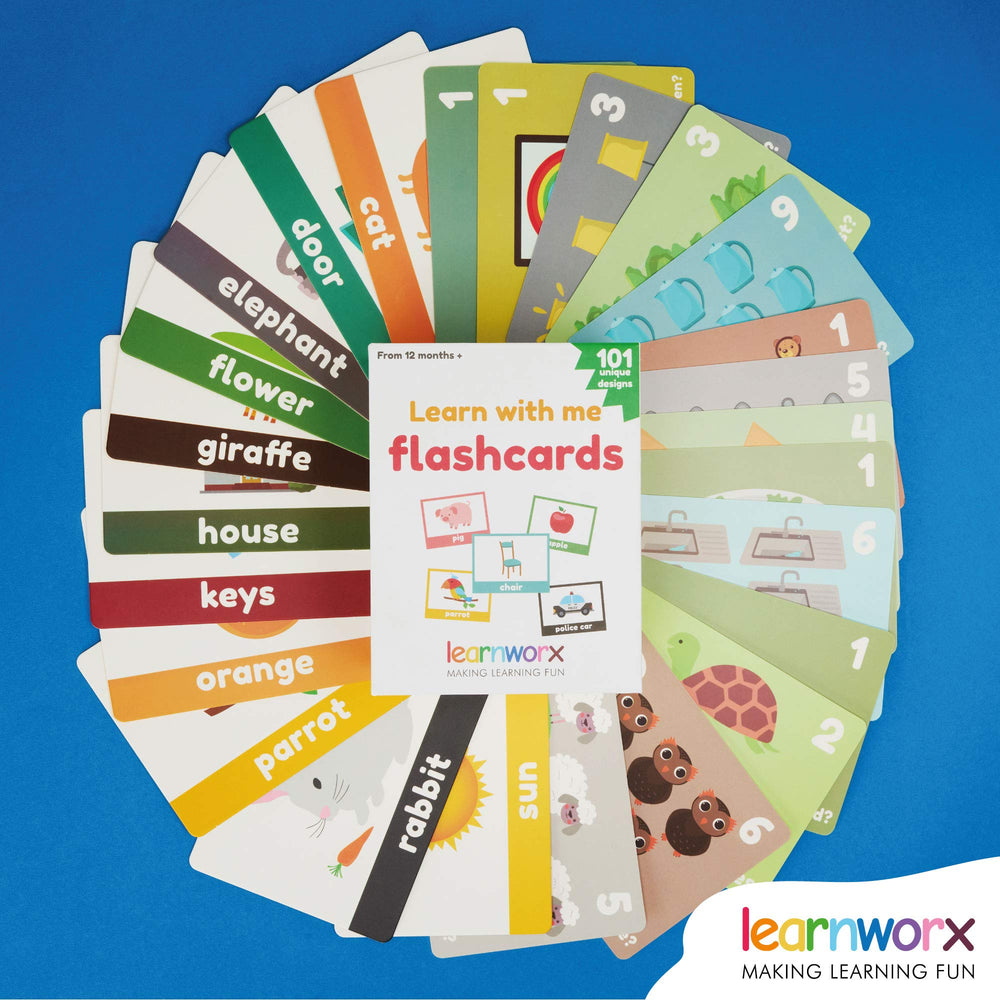 LearnWorx wipe-clean surface keeps cards clean after busy moments.