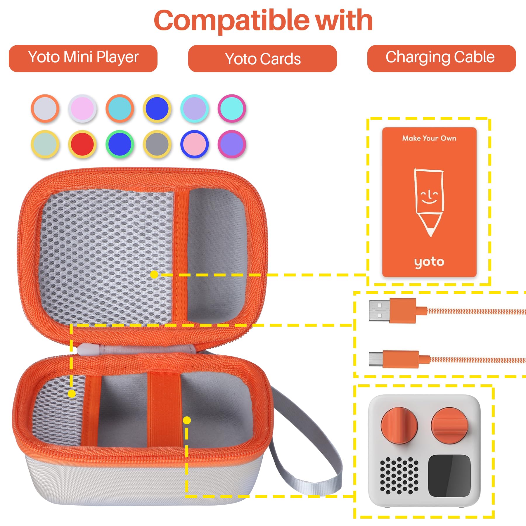 Lebakort Yoto Mini hard case side view shows color-block design.