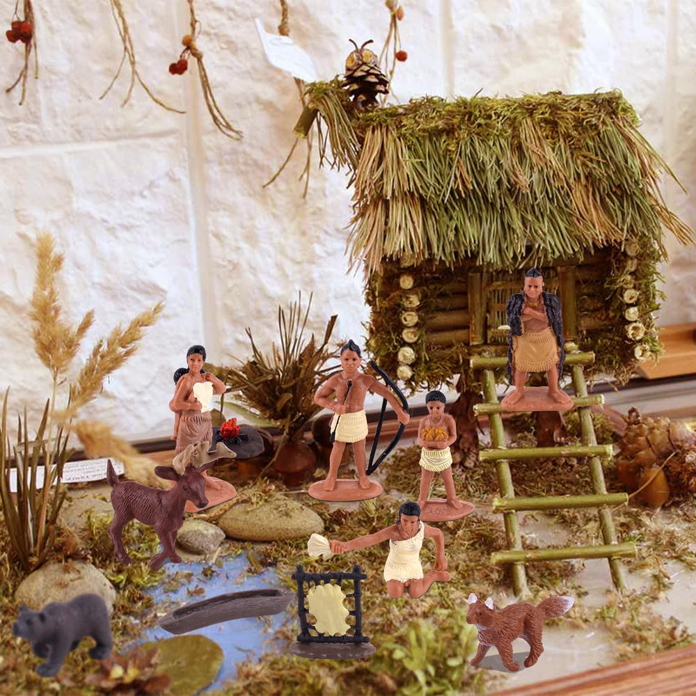 LEBERY powhatan warriors figurines two with weapons for history-inspired activities