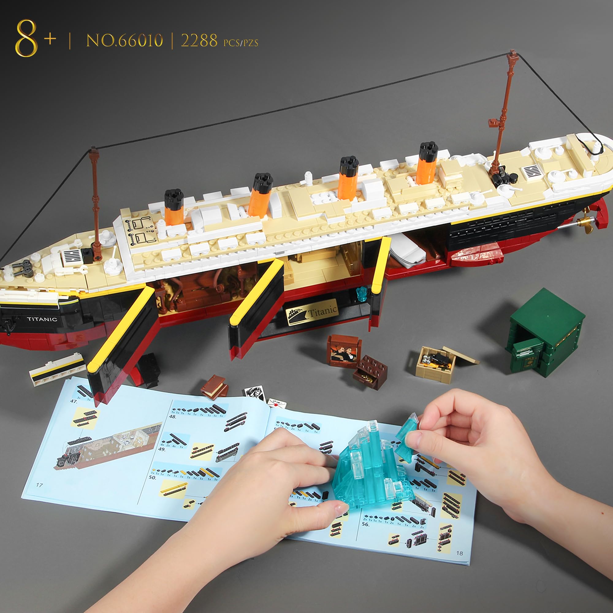 LeBrickCrt Titanic chimneys and deck details enhance accuracy and display value