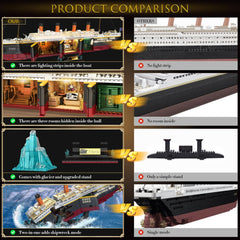 LeBrickCrt Titanic light strip illuminates the model for dramatic viewing