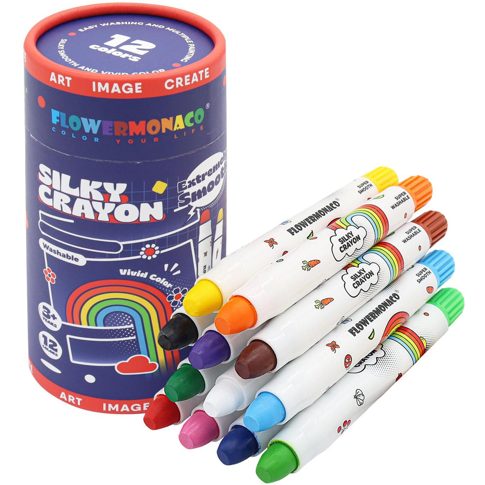 Lebze Flower Monaco 12-color toddler crayons in bright packaging for kids' art sessions.