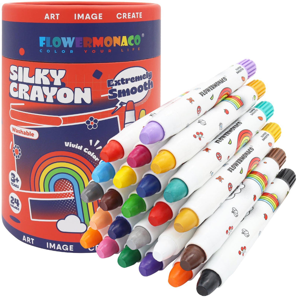 Lebze washable jumbo crayons 24 colors box offering safe, bright coloring for toddlers.