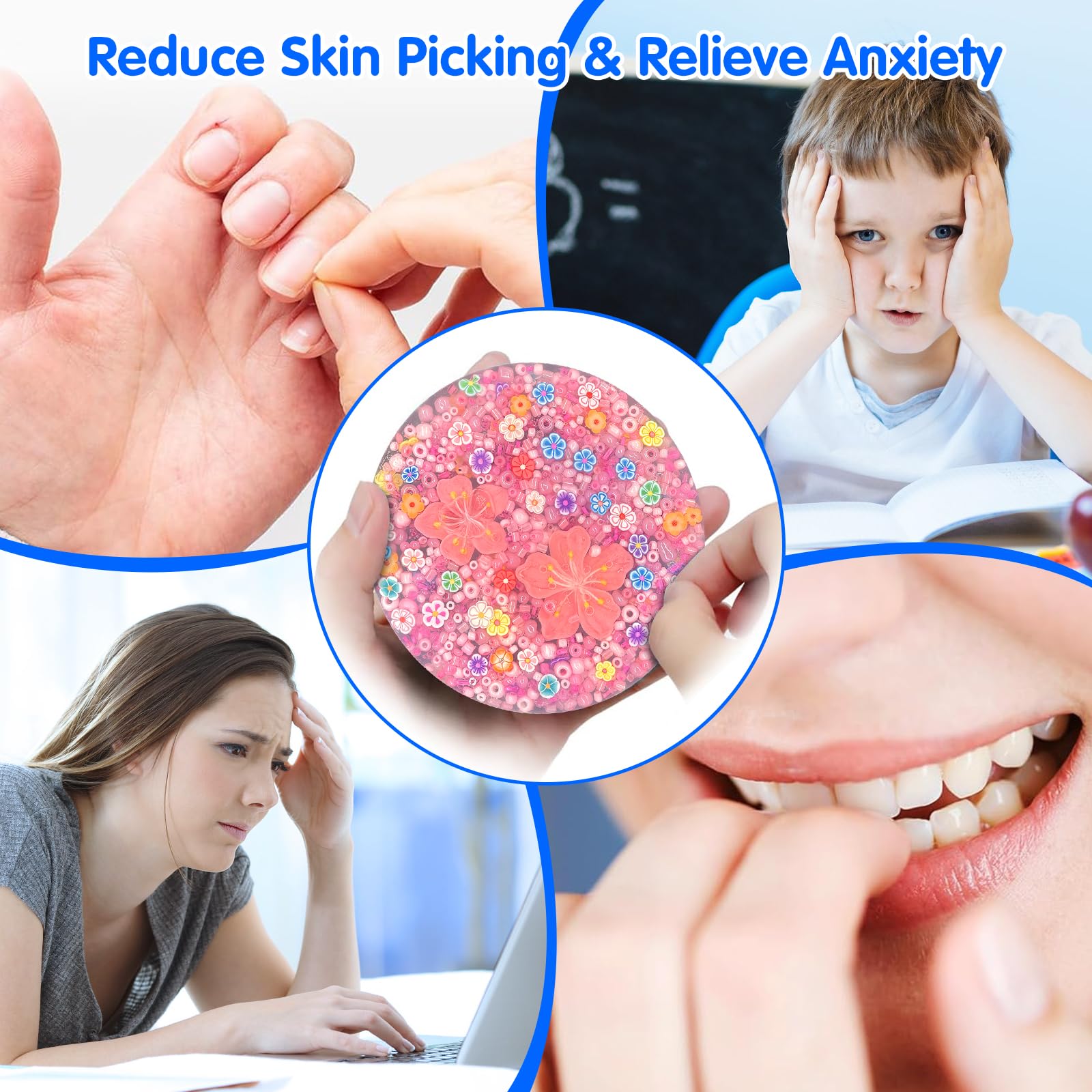 Lechonix Picky Pads being used while sitting offers portable stress relief.