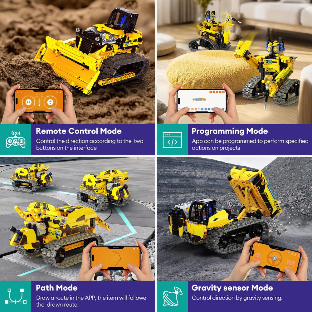 LECPOP dump truck model encouraging spatial thinking during play