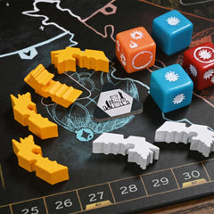 Leder Games Arcs wooden ships and agents embody a rich, tactile fleet.