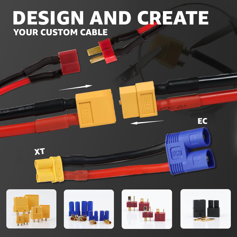 Ledvillage 62pcs kit: XT60 connectors for robust high-current links to ESCs and motors.