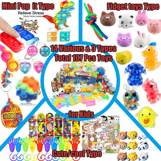 Leeche 107pc prize box toys assortment ideal for classroom rewards and party prizes