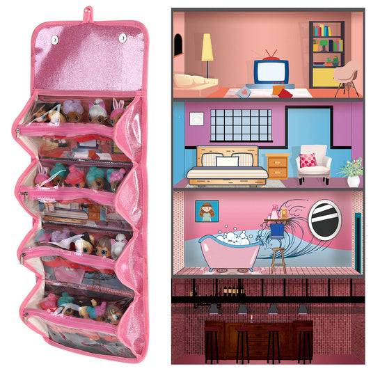 Leeche doll storage bag in PU leather for durable daily use.