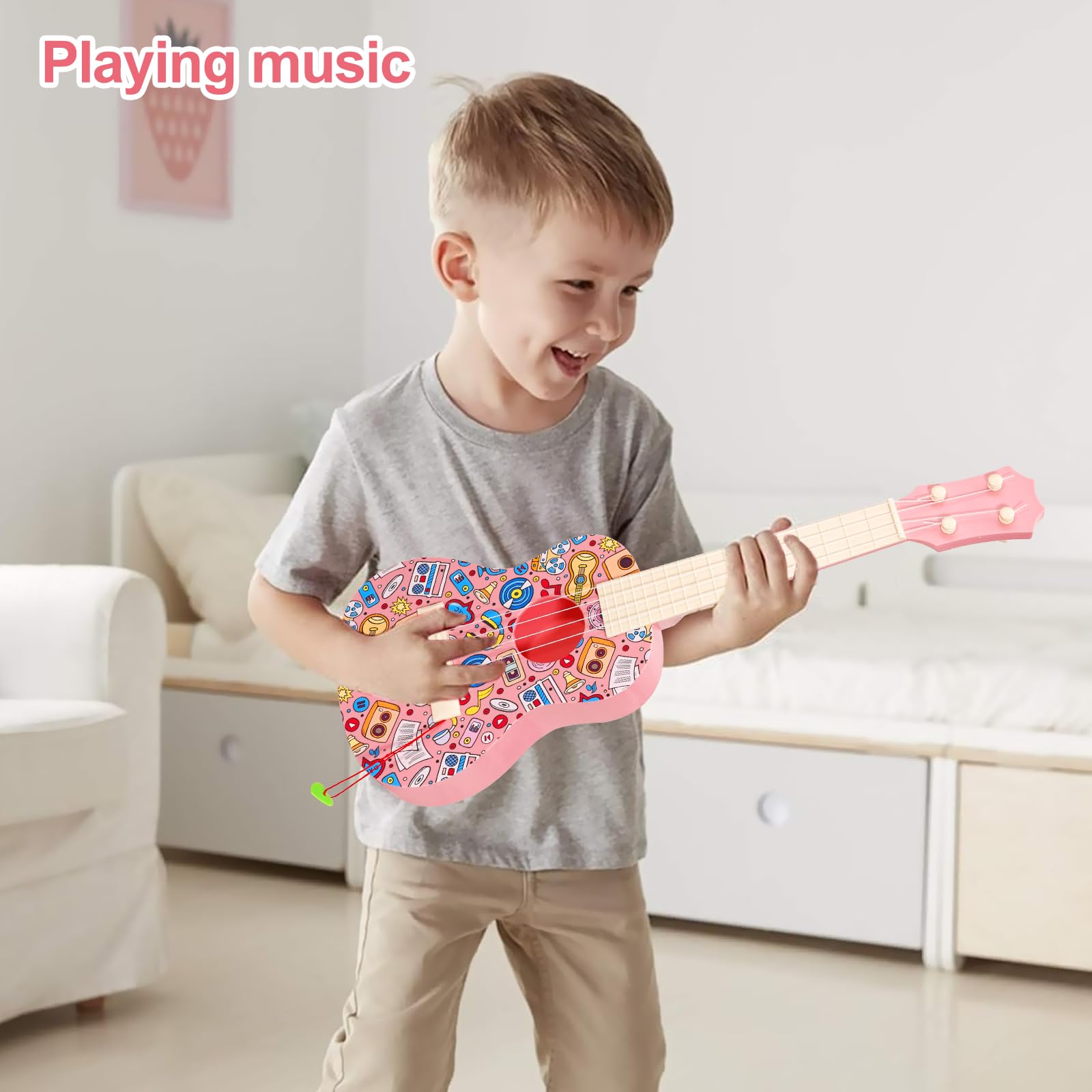LeeQee ukulele in action during playtime, kids discover rhythm