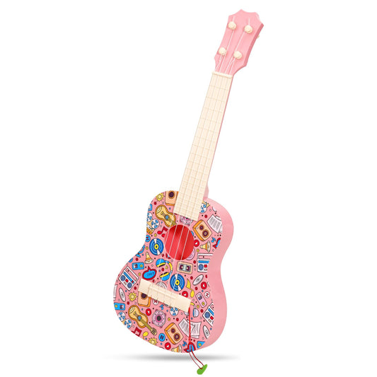 LeeQee 21in colorful graffiti ukulele front view inviting kids to explore music