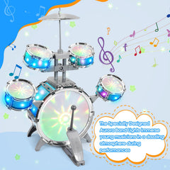 LeeQee kids drum set with two small drums for compact space use