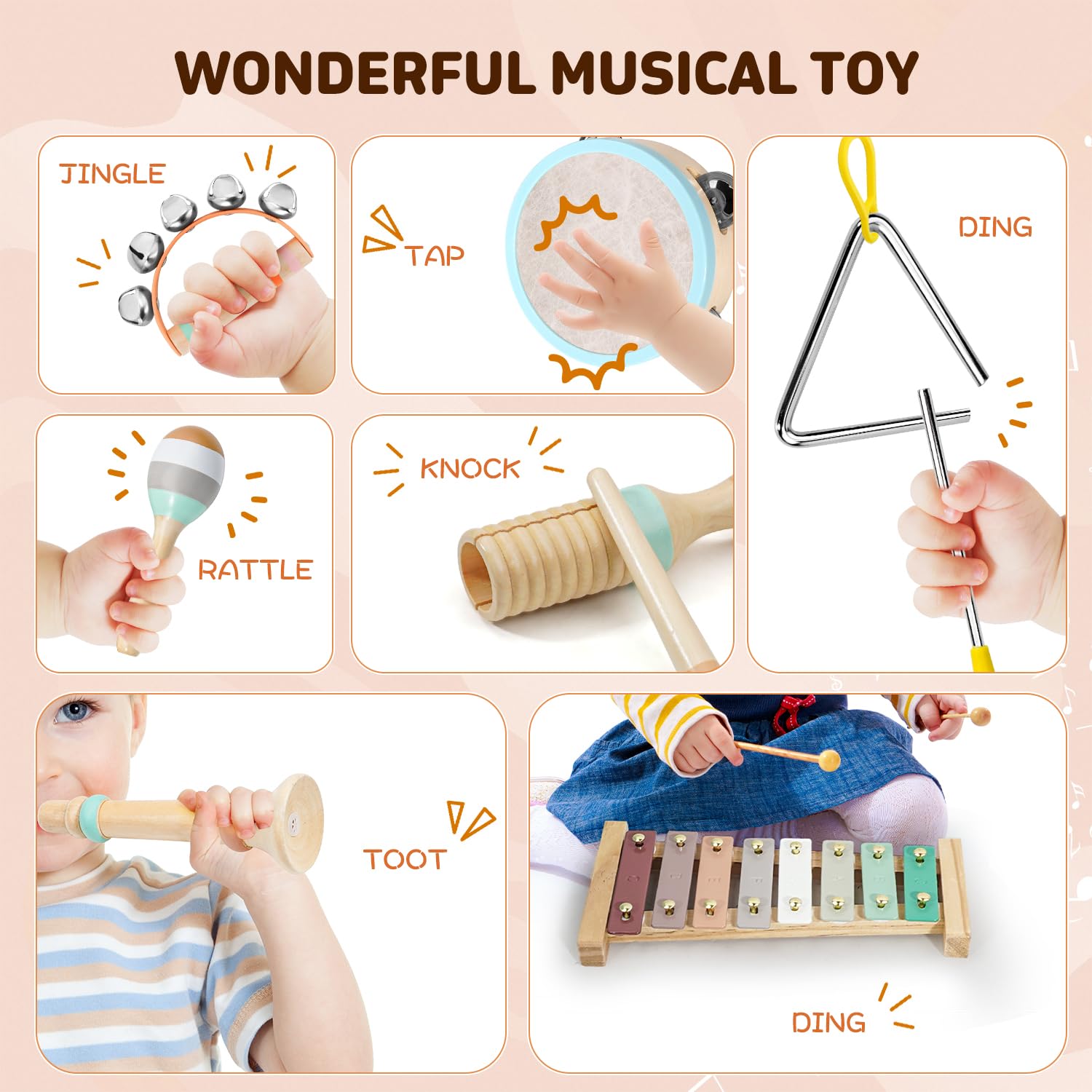 LeeQee percussion instruments for toddlers stimulate auditory development and creativity.