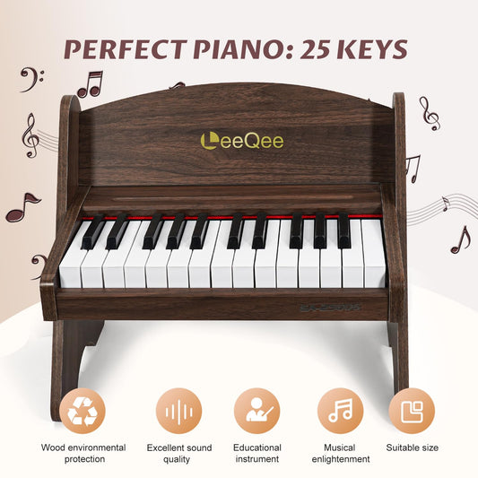LeeQee wooden piano produces realistic sound for authentic early performances.