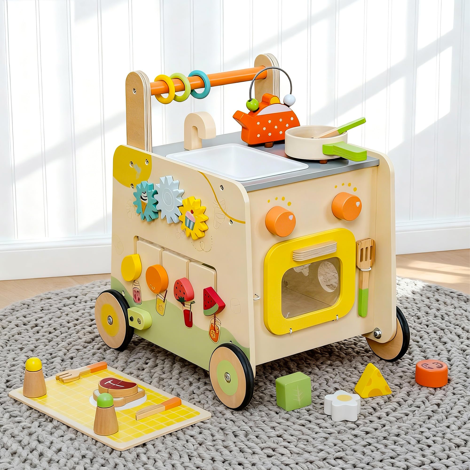 Leeshyah wooden baby walker 3in1 push toy for early steps and exploration
