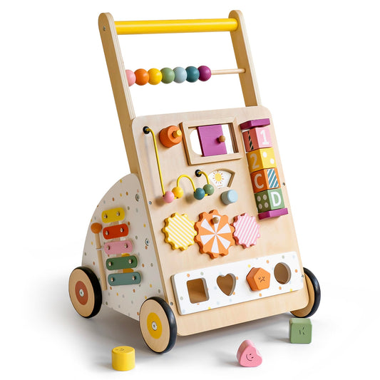 Leeshyah wooden baby walker – full view, sturdy frame for safe exploration.