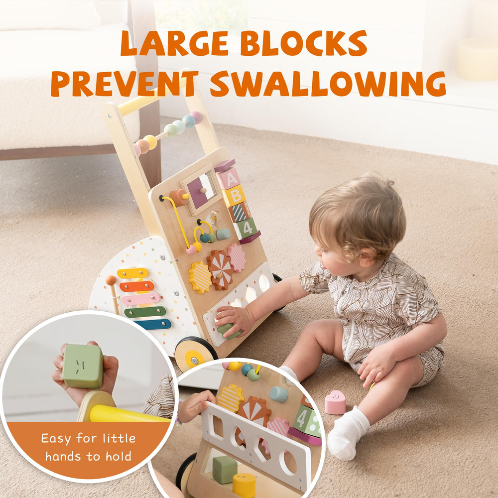 Leeshyah walker rotating blocks – gears and blocks stimulate problem solving.