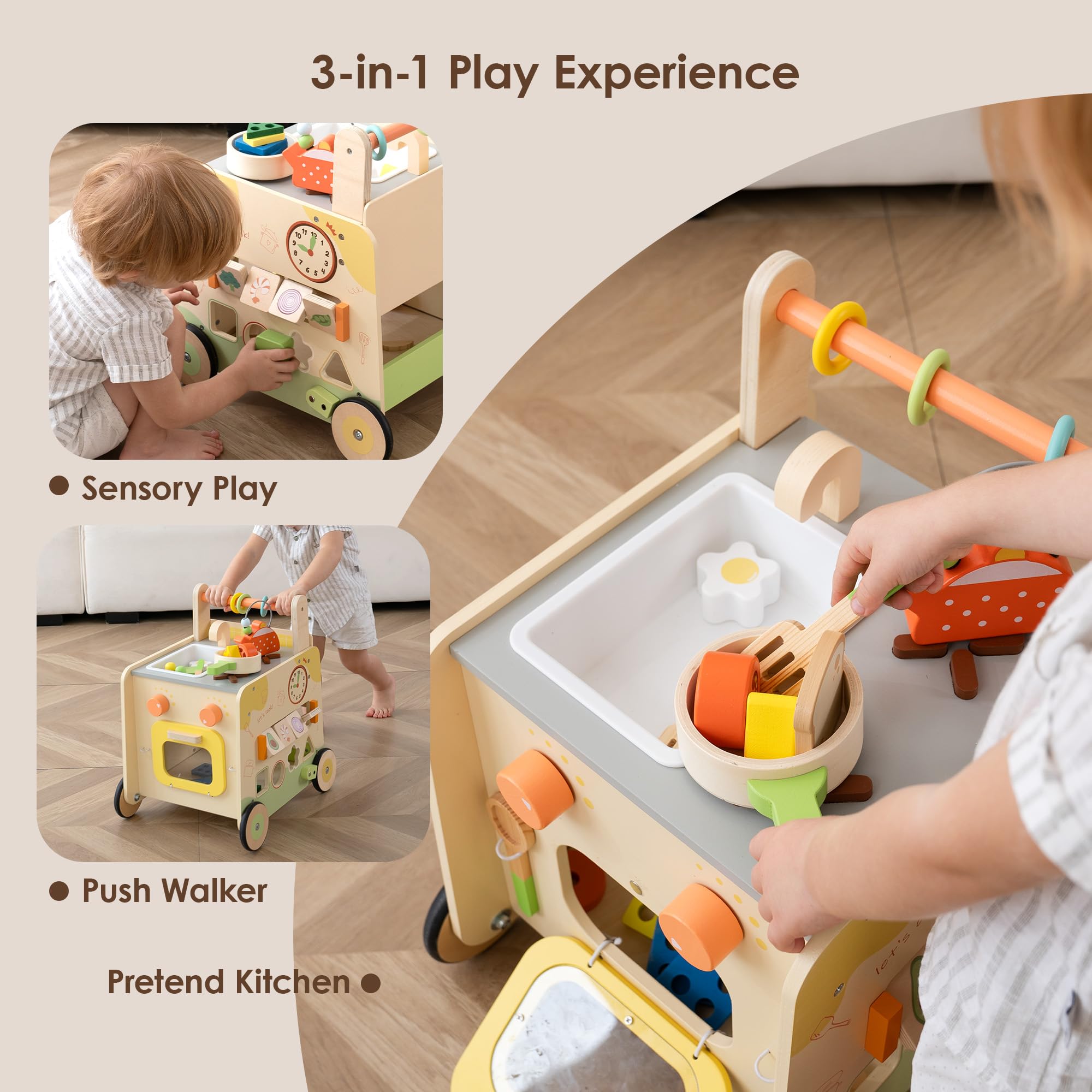 Leeshyah walker features adjustable wheel resistance to support balance during first steps
